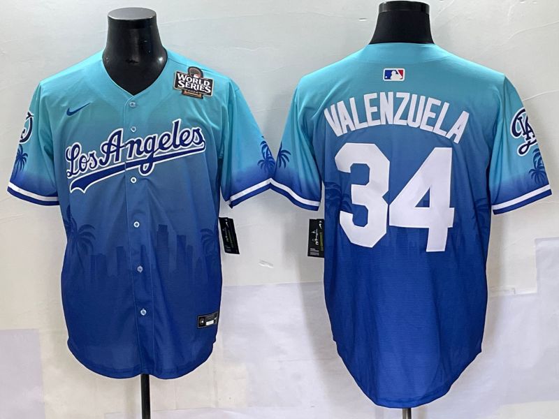 Men 2025 Los Angeles Dodgers #34 Valenzuela Blue Nike MLB Jersey Daoqite style 5